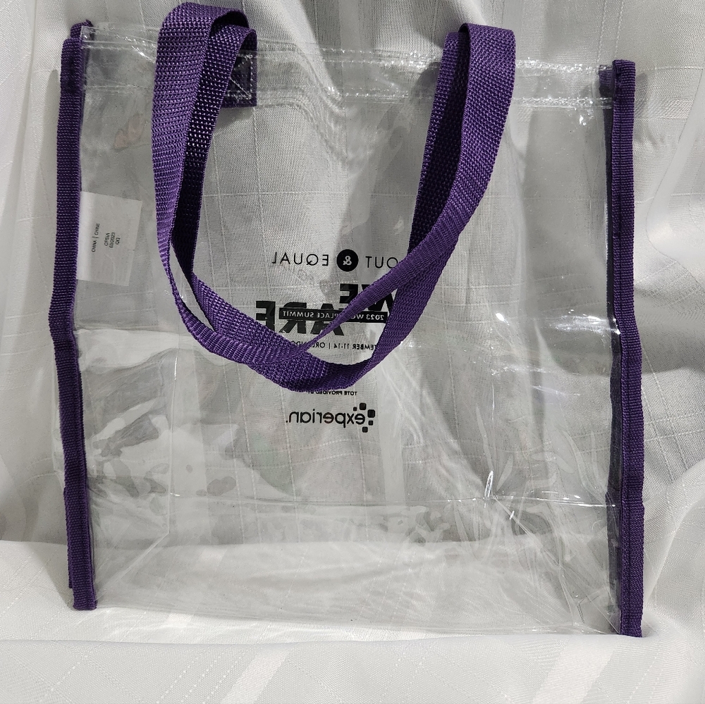 Clear Tote Bag with Purple Trim - Picture 2 of 7